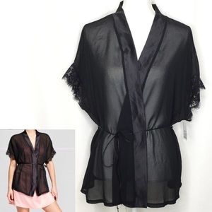 Black sheer kimono style sheer robe size XS-Med